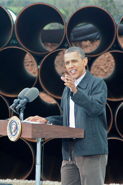 President Barack Obama addresses a gathering in Ripley, Oklahoma, on March 22, 2012.
